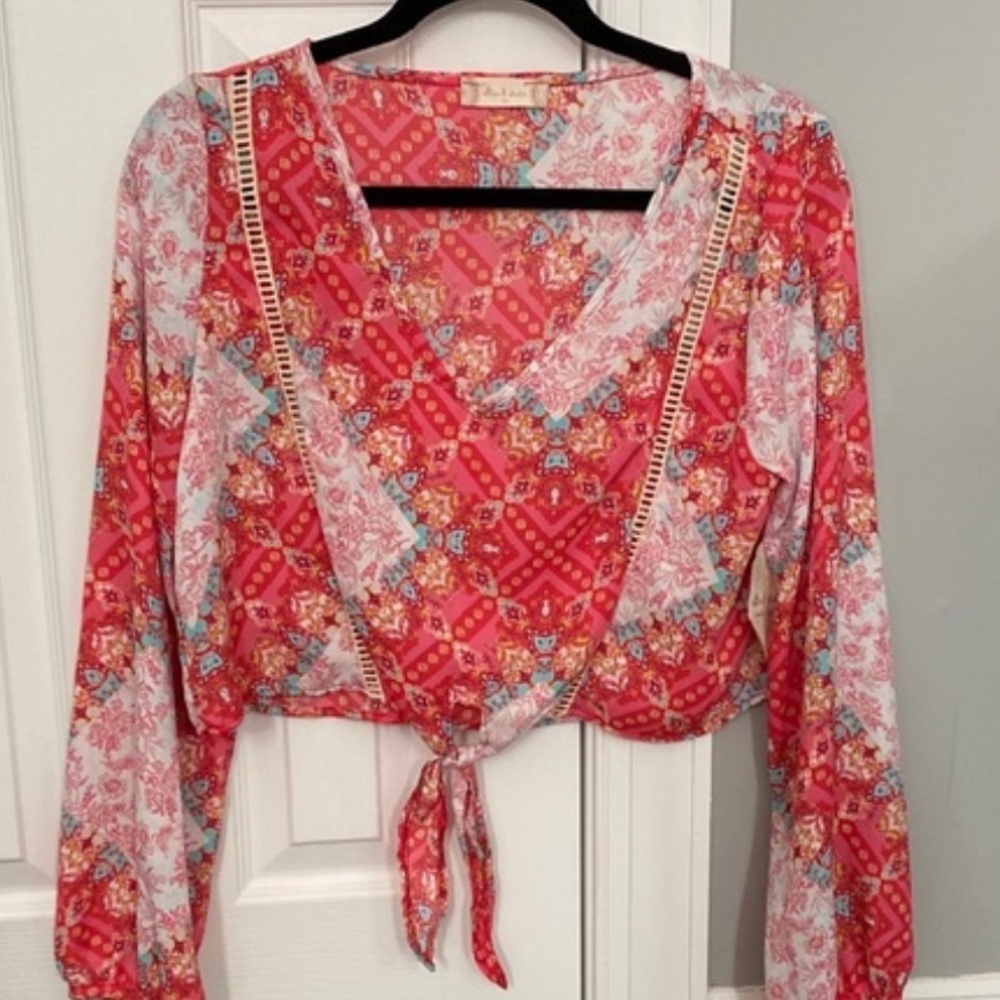 Floral Red, Pink and White Women's Top